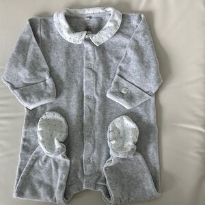 Petit Bateau Gray and White Kids Footie
